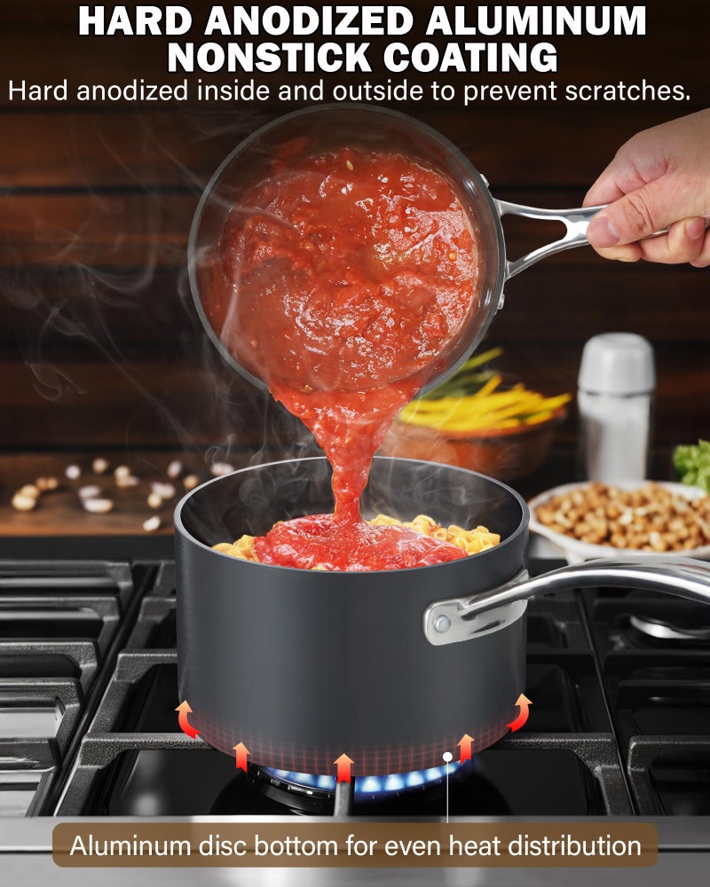 Cooks Standard 3-Quart Hard Anodized Nonstick Saucepan with Lid  Black NC-00342 - Image 4